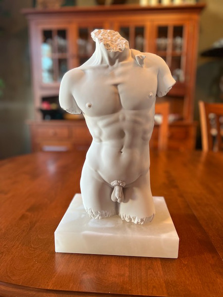 male nude David torso sculpture marble Michelangelo study statue body statuary